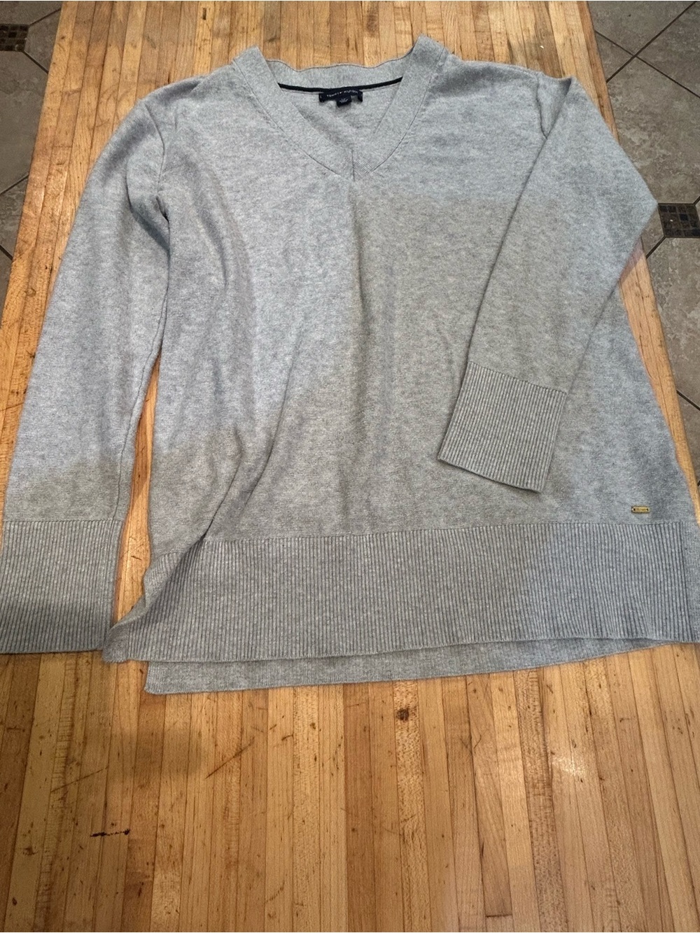 Tommy Hilfiger Light Gray V-Neck Sweater
